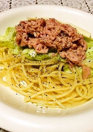ツナとキャベツのペペロンチーノ-レシピのメイン写真