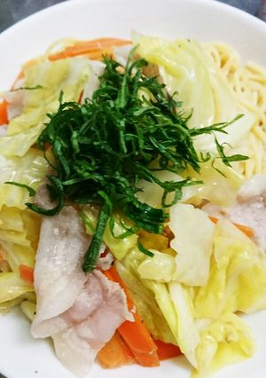 【ゆず香る】キャベツと豚バラスープパスタ-レシピのメイン写真