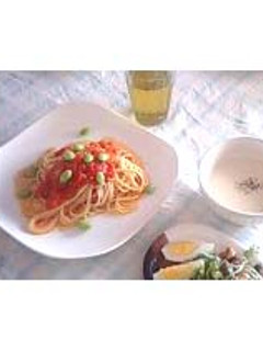 フレッシュトマトの冷製パスタ 枝豆のせ-レシピのメイン写真