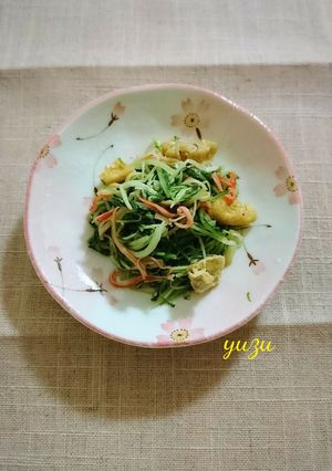 簡単！カニカマと水菜と薄あげでゴマ油炒め-レシピのメイン写真