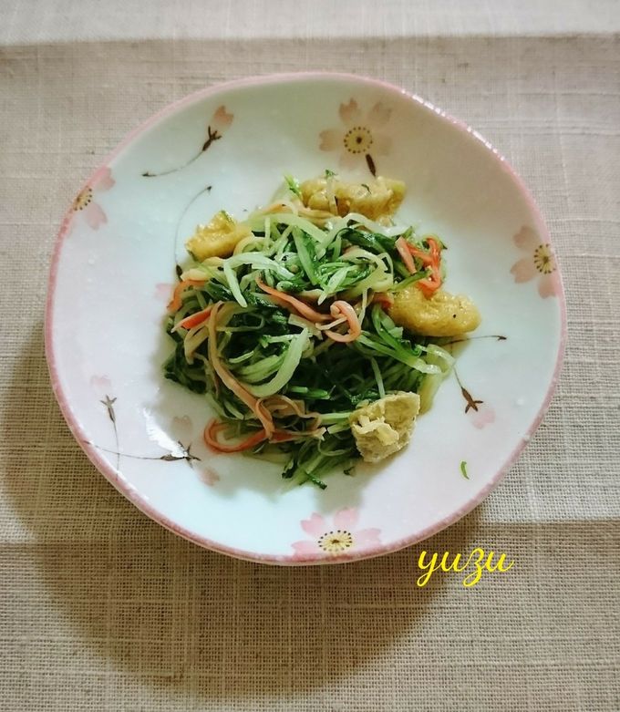 簡単!カニカマと水菜と薄あげでゴマ油炒め-レシピのメイン写真