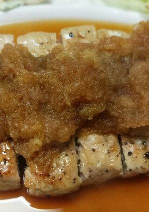 厚切り豚ロースを味ぽんおろしで-レシピのメイン写真