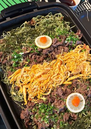 ホットプレートで我が家の瓦そば-レシピのメイン写真