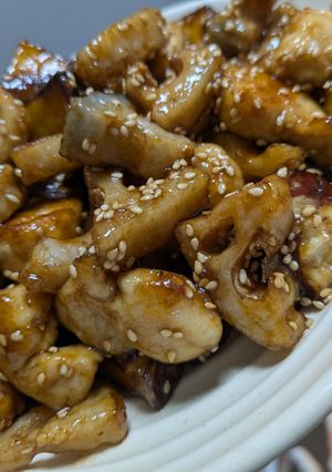 さつまいもとレンコンと鶏肉の甘酢炒め-レシピのメイン写真