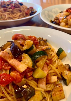 夏野菜の簡単トマトパスタ-レシピのメイン写真