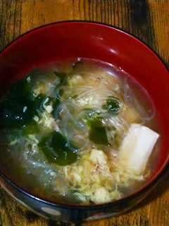 オキアミと豆腐とワカメの春雨スープ-レシピのメイン写真