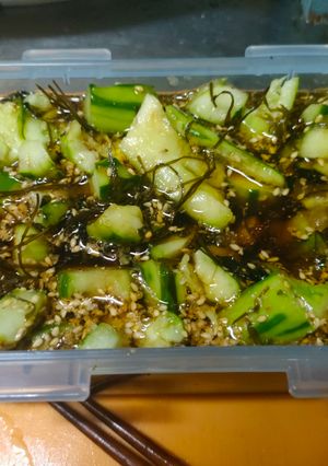 叩き胡瓜とわかめのごま油わさび甘辛醤油-レシピのメイン写真