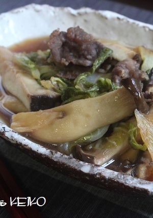 牛肉と白菜、エリンギのすき焼き風煮もの-レシピのメイン写真