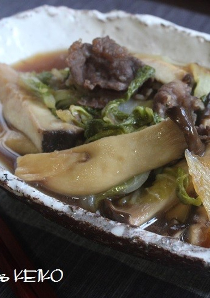 牛肉と白菜、エリンギのすき焼き風煮もの-レシピのメイン写真