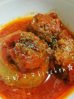 まるごと玉ねぎと肉団子のトマト煮-レシピのメイン写真