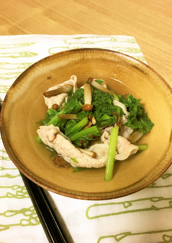 ワサビ菜とブラウンえのきと豚のあっさり煮-レシピのメイン写真