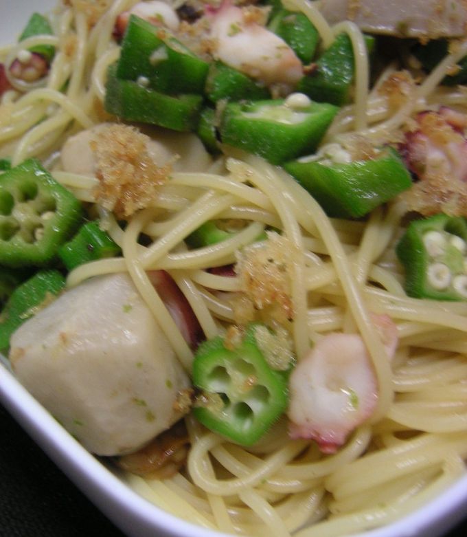 タコとオクラと里芋のパスタ-レシピのメイン写真