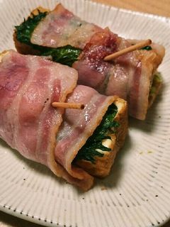 レンチンで簡単!絹生揚げのベーコン巻き-レシピのメイン写真
