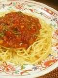 スパ子の牛と豚とベーコンのミートソース