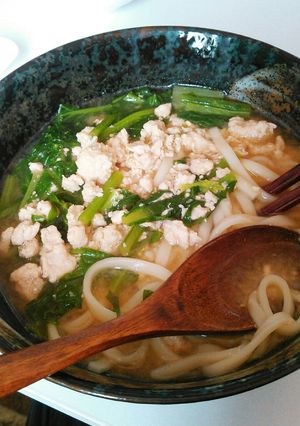 かぶの葉と鶏ひき肉の味噌スープ(濃目)-レシピのメイン写真