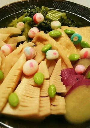 かつお菜・竹の子・さつまいもの煮物-レシピのメイン写真