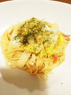 白菜と鮭フレークのクリームパスタ-レシピのメイン写真