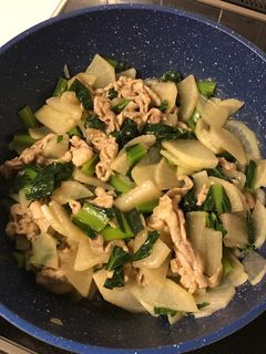 大根と豚肉とチンゲン菜の和風マヨ炒め-レシピのメイン写真