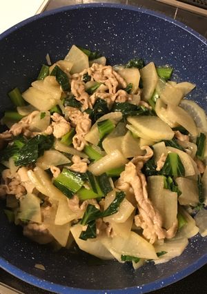 大根と豚肉とチンゲン菜の和風マヨ炒め-レシピのメイン写真
