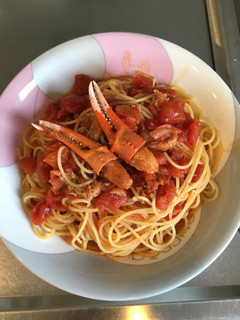 包丁使わずドボン簡単カニクリームパスタ-レシピのメイン写真