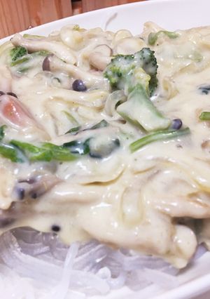 ほうれん草としめじのクリームパスタ-レシピのメイン写真