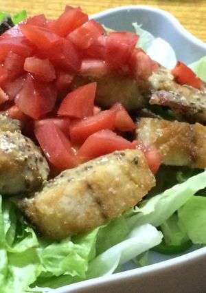 鯖の竜田揚げ　トマトマスタードのせ-レシピのメイン写真