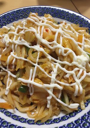 マヨたっぷりキムチ焼うどん！-レシピのメイン写真