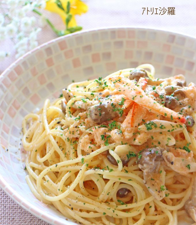贅沢♪蟹＆しめじ✿トマトクリームパスタ✿-レシピのメイン写真