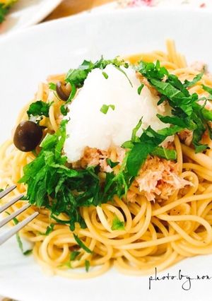 麺つゆで♪きのこの和風ツナおろしスパ-レシピのメイン写真