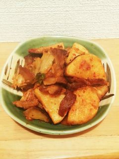 10分簡単失敗なし!長いもの豚キムチ炒め-レシピのメイン写真