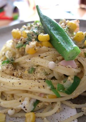 オクラとタマゴのパスタ-レシピのメイン写真