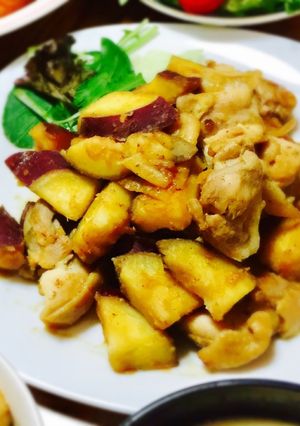 さつまいもと鶏肉の甘じょっぱ炒め-レシピのメイン写真