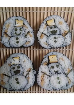 水口かんぴょうで！雪だるま 飾り巻き寿司-レシピのメイン写真