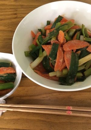 レンジで簡単 ねぎとにんじんの酢みそあえ-レシピのメイン写真