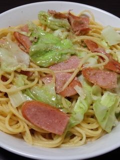 キャベツとウインナーとゴマだけ和風パスタ-レシピのメイン写真