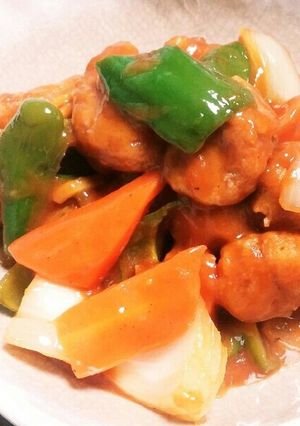 大豆のお肉でちょっとヘルシーに酢豚風♪-レシピのメイン写真