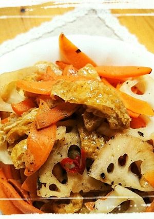 シャキシャキ蓮根と油揚げのきんぴら♪-レシピのメイン写真