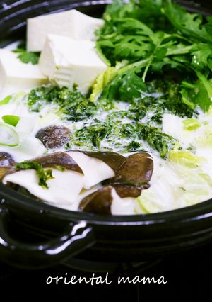 ぽかぽか♪ヘルシーなアオサの豆乳鍋-レシピのメイン写真