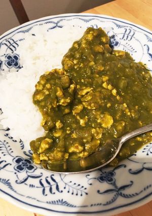 時短！小松菜と鶏ひき肉のカレー-レシピのメイン写真