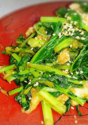 からし菜と油揚げのニンニク風味炒め-レシピのメイン写真