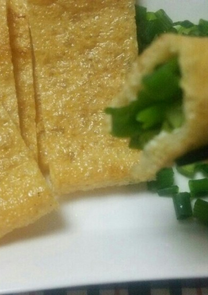 材料2つ☆たっぷりねぎの油揚げ巻き♪-レシピのメイン写真