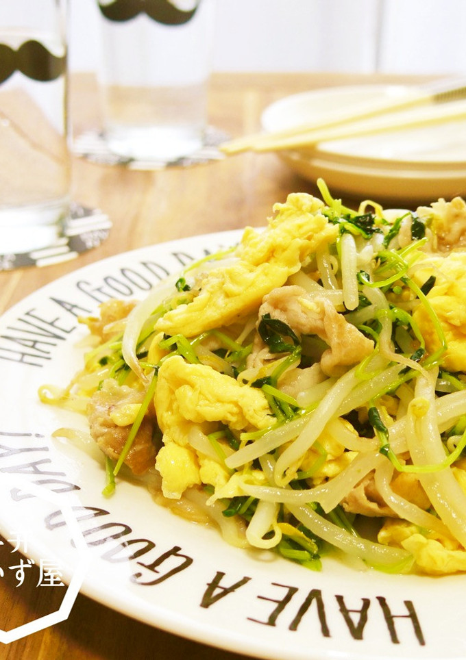 豆苗ともやしの中華風玉子炒め-レシピのメイン写真