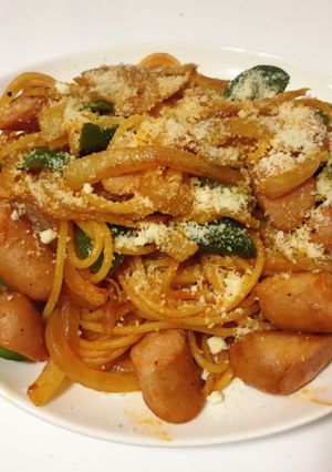 【ひとりごはん】具だくさん簡単ナポリタン-レシピのメイン写真