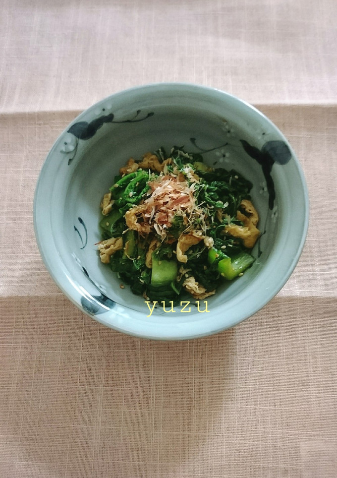 冬といえばかつお菜！薄あげでゴマ油炒め♪-レシピのメイン写真