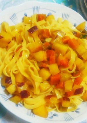 南瓜とサツマイモのオニオンクリームパスタ-レシピのメイン写真