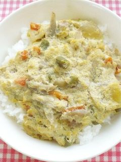 新ごぼうの卵とじ丼・保育園給食-レシピのメイン写真