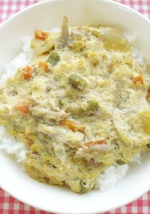 新ごぼうの卵とじ丼・保育園給食-レシピのメイン写真