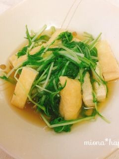 【副菜】水菜と油揚げのめんつゆ煮-レシピのメイン写真