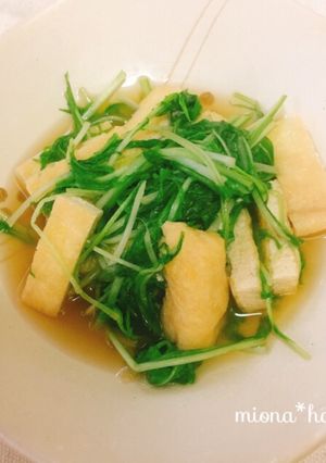 【副菜】水菜と油揚げのめんつゆ煮-レシピのメイン写真