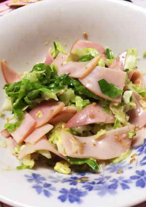 キャベツとハムの胡麻ドレ和え♪-レシピのメイン写真